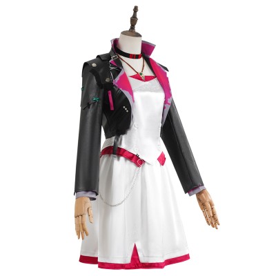 Arcane Season 2 Powder Black Leather Jacket Dress Cosplay Costume Halloween Carnival Outfit
