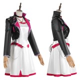 Arcane Season 2 Powder Black Leather Jacket Dress Cosplay Costume Halloween Carnival Outfit