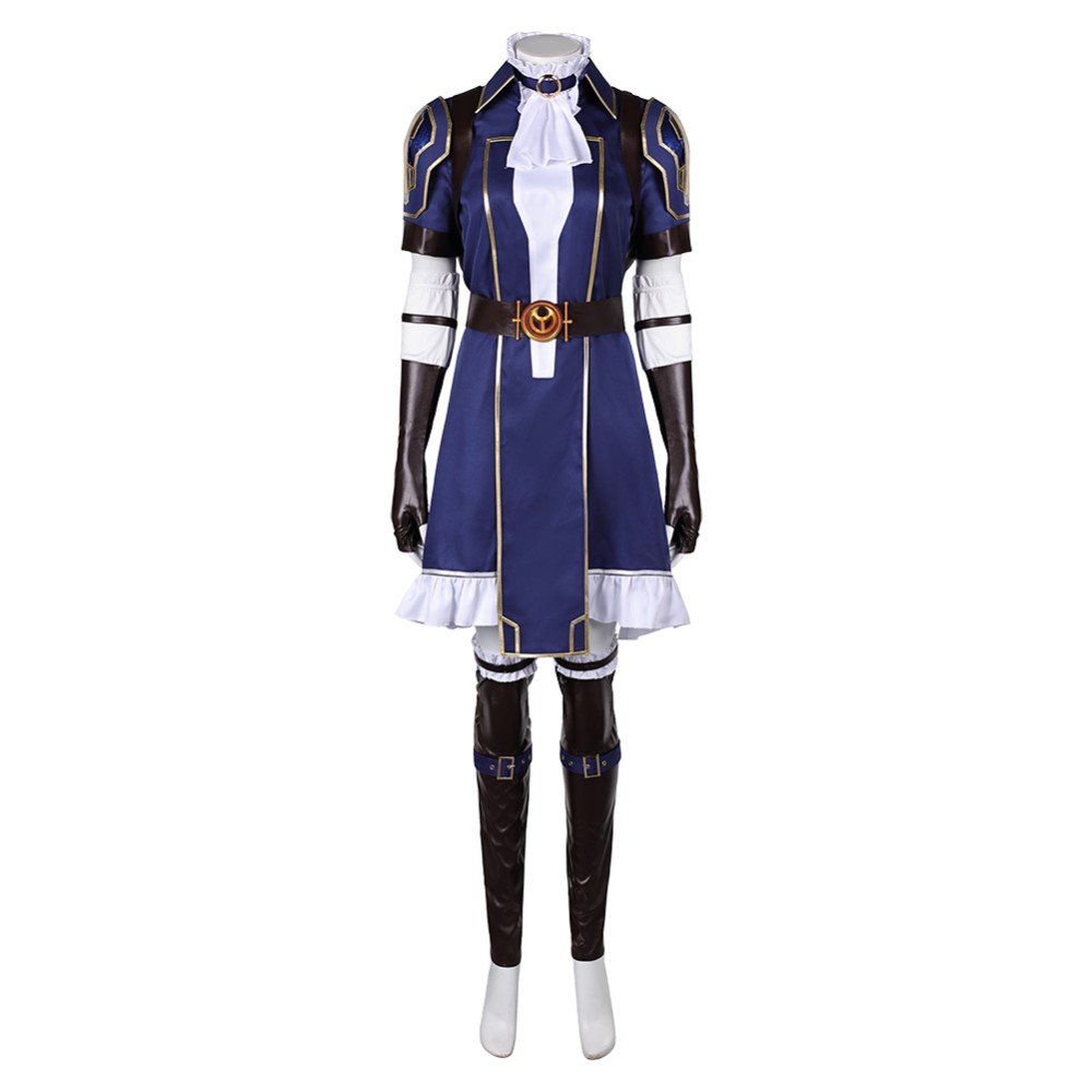 Arcane: League of Legends Season 2 Caitlyn Blue Dress Cosplay Costume Halloween Carnival Outfit
