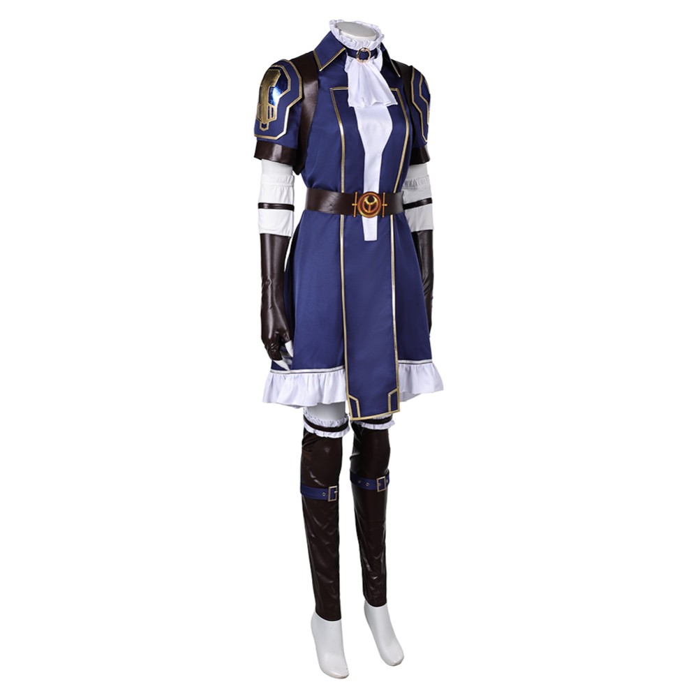 Arcane: League of Legends Season 2 Caitlyn Blue Dress Cosplay Costume Halloween Carnival Outfit