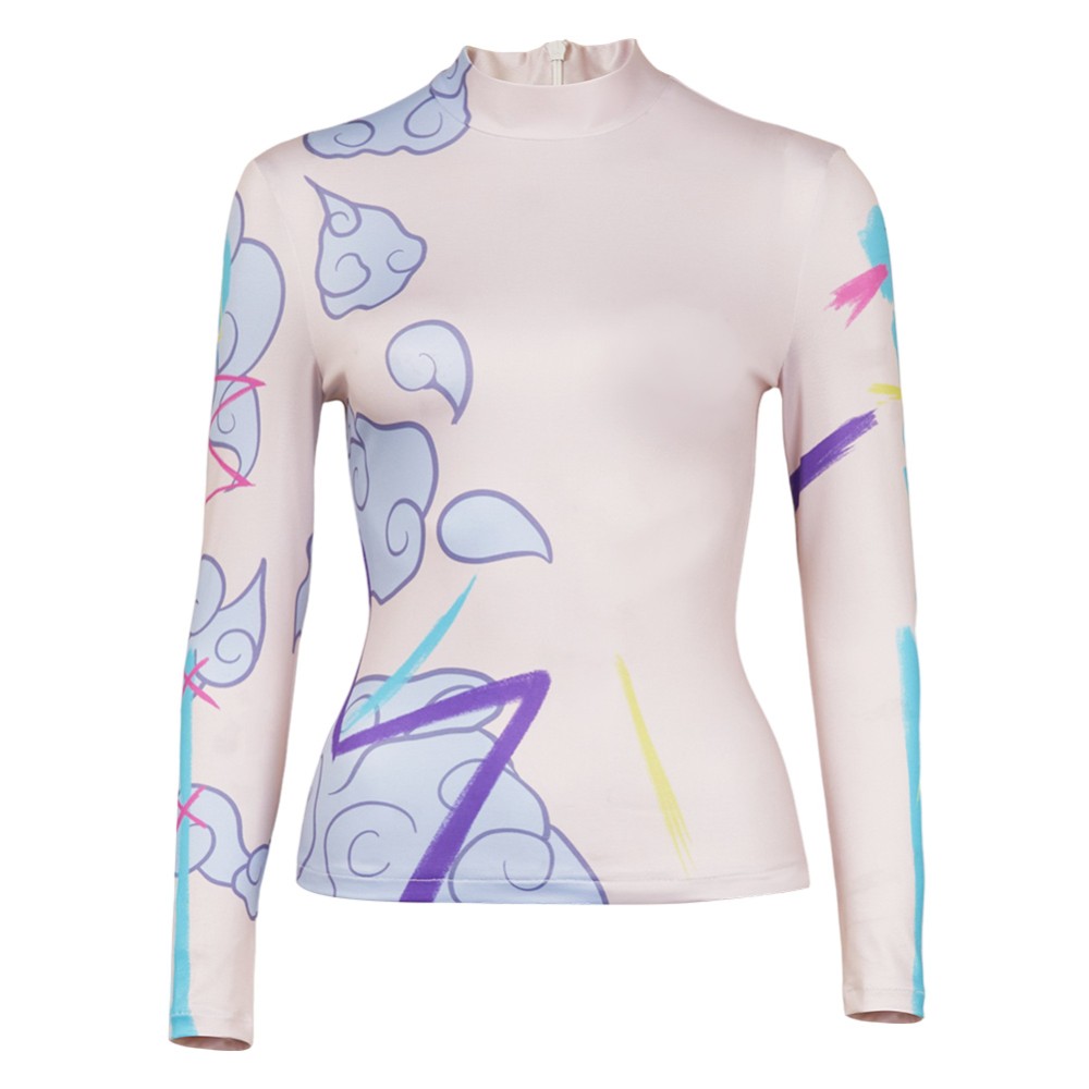 Arcane Jinx Printed Graffti Top Shirt Cosplay Costume Halloween Carnival Outfit