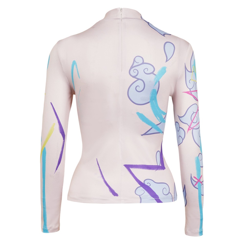 Arcane Jinx Printed Graffti Top Shirt Cosplay Costume Halloween Carnival Outfit