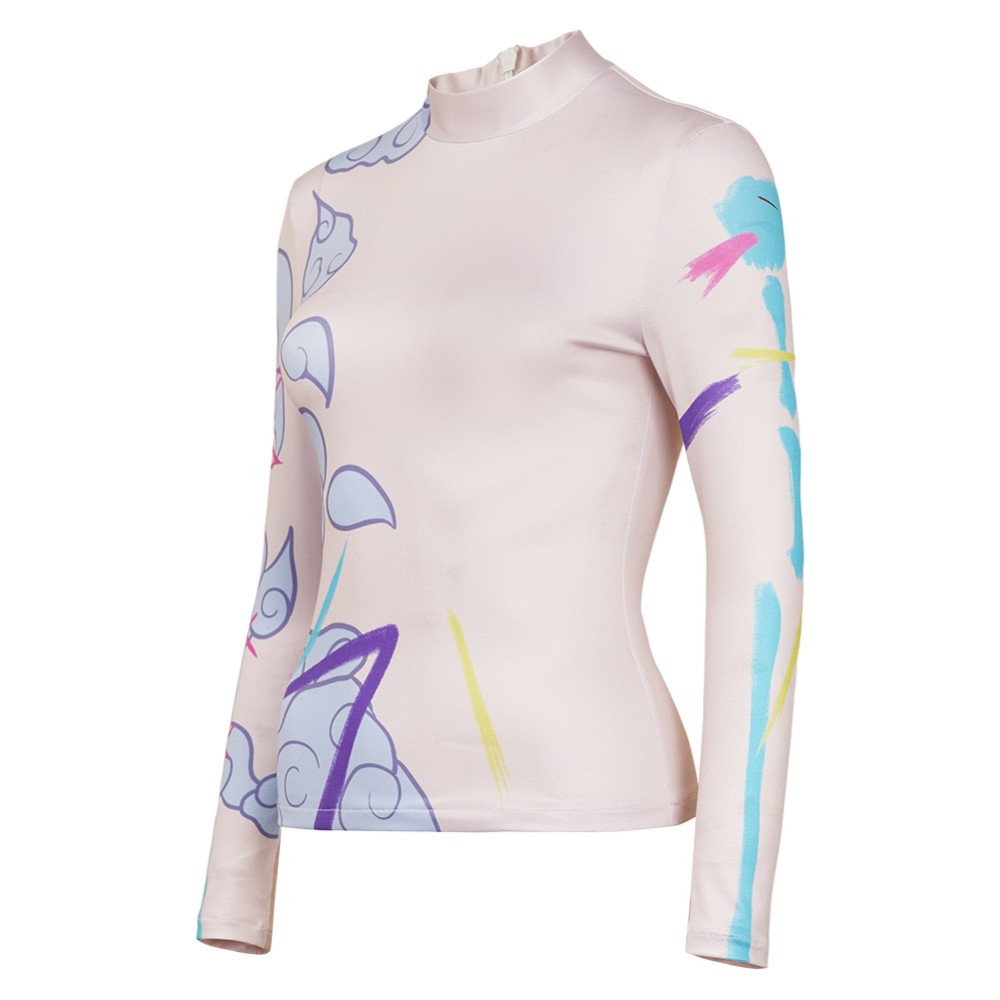 Arcane Jinx Printed Graffti Top Shirt Cosplay Costume Halloween Carnival Outfit