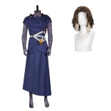 Arcane: League of Legends Viktor Printed Jumpsuit Blue Robe Cosplay Costume Halloween Carnival Outfit