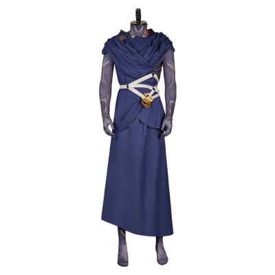 Arcane: League of Legends Viktor Printed Jumpsuit Blue Robe Cosplay Costume Halloween Carnival Outfit