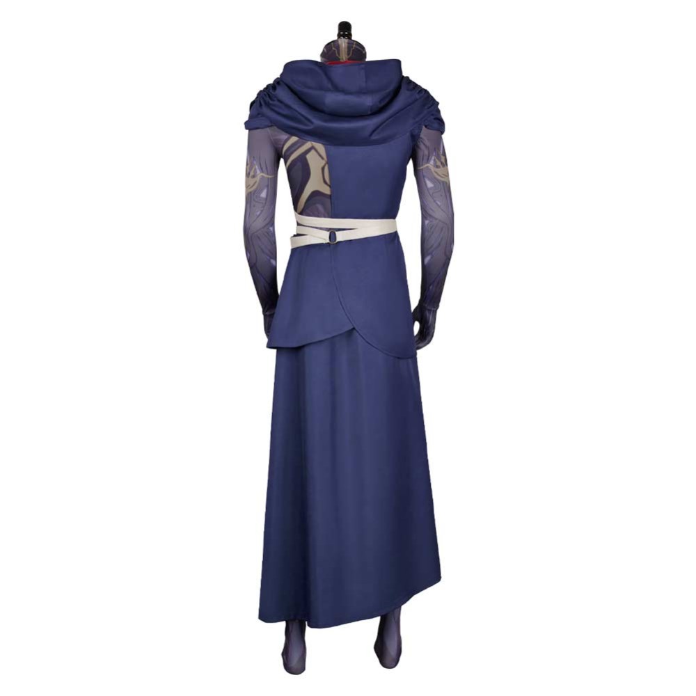 Arcane: League of Legends Viktor Printed Jumpsuit Blue Robe Cosplay Costume Halloween Carnival Outfit