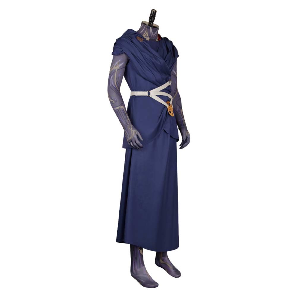 Arcane: League of Legends Viktor Printed Jumpsuit Blue Robe Cosplay Costume Halloween Carnival Outfit