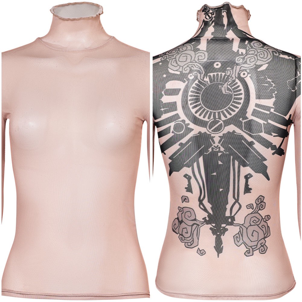 Arcane: League of Legends Vi Top Tattoo Printed Skin Tone Cosplay Costume Halloween Carnival Outfit