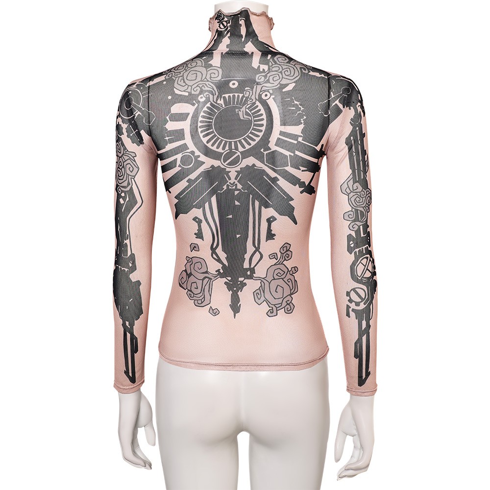 Arcane: League of Legends Vi Top Tattoo Printed Skin Tone Cosplay Costume Halloween Carnival Outfit