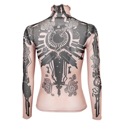 Arcane: League of Legends Vi Top Tattoo Printed Skin Tone Cosplay Costume Halloween Carnival Outfit