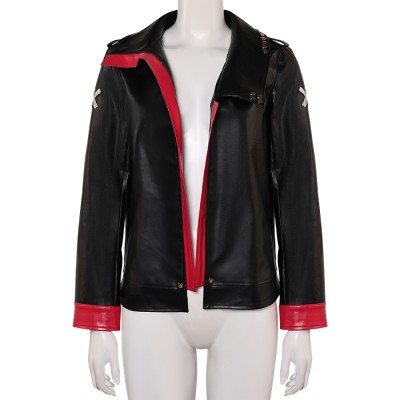 Arcane: League of Legends Vi Black Leather Jacket Cosplay Costume Halloween Carnival Outfit