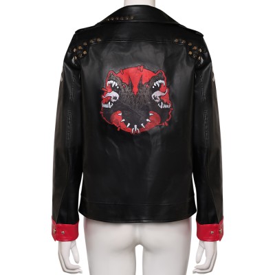 Arcane: League of Legends Vi Black Leather Jacket Cosplay Costume Halloween Carnival Outfit