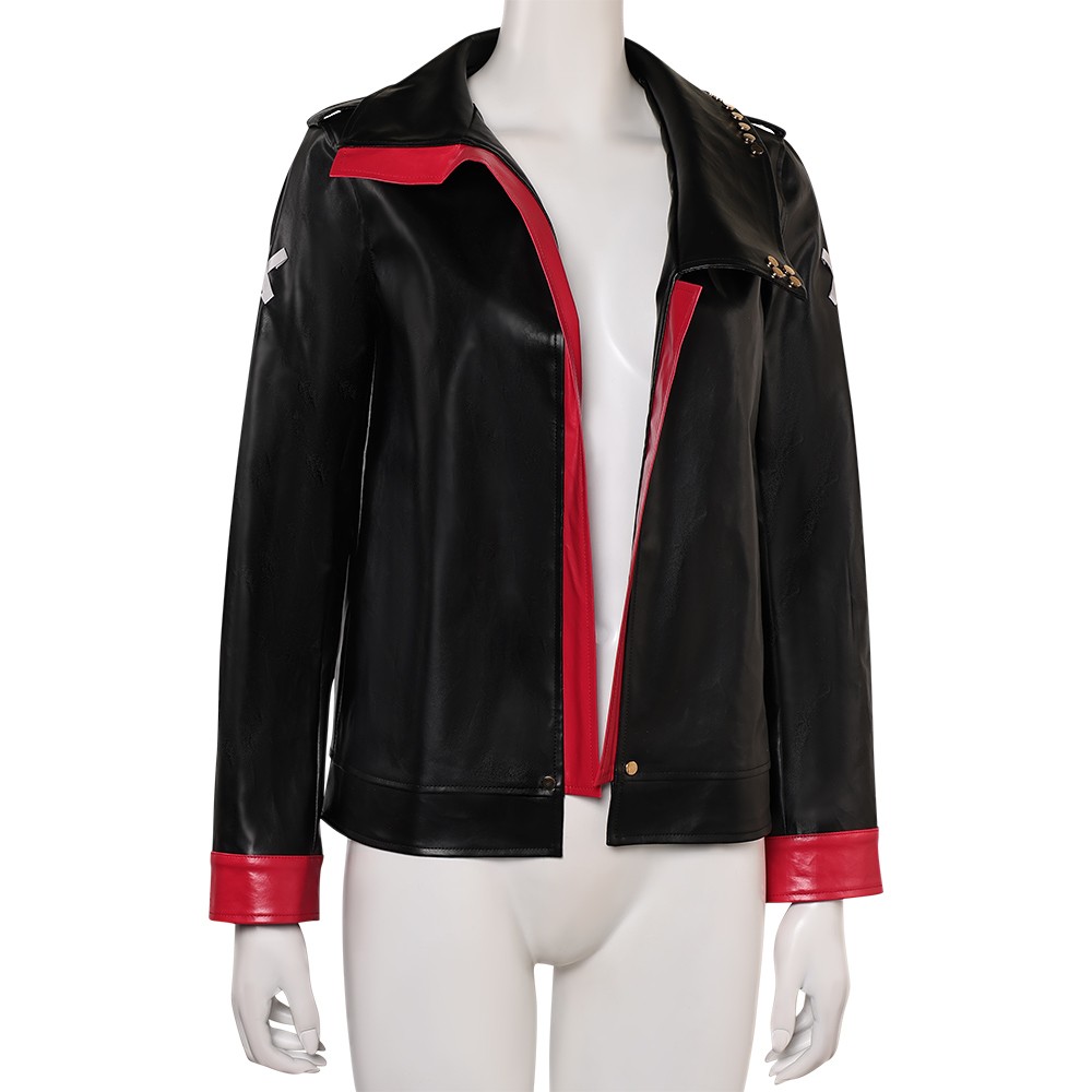 Arcane: League of Legends Vi Black Leather Jacket Cosplay Costume Halloween Carnival Outfit
