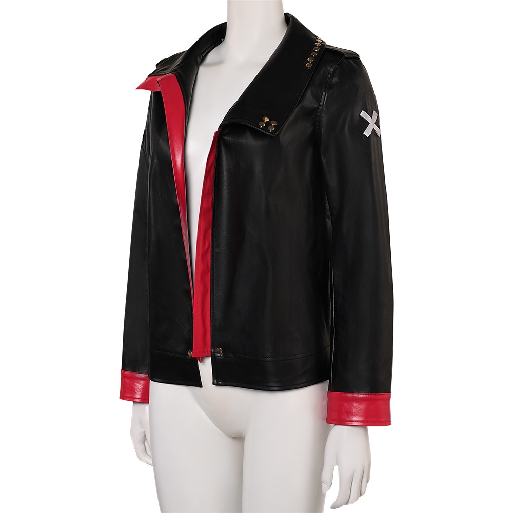 Arcane: League of Legends Vi Black Leather Jacket Cosplay Costume Halloween Carnival Outfit
