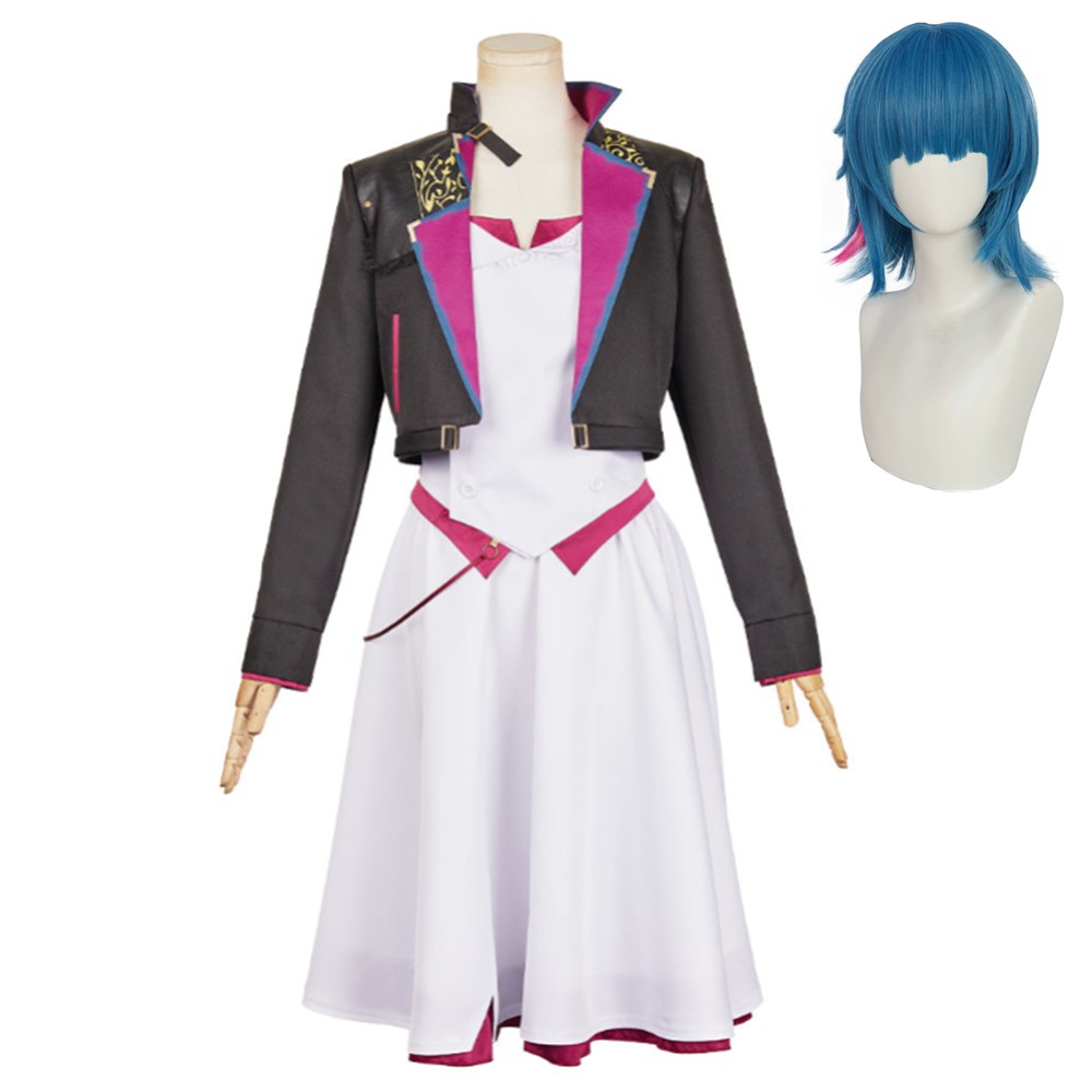 Arcane: League of Legends Season 2 Powder White Dress Cosplay Costume Halloween Carnival Outfit
