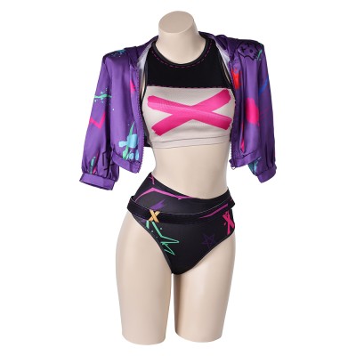 Arcane: League of Legends Season 2 Jinx 2Pcs Swimsuit Cosplay Costume Halloween Carnival Outfit