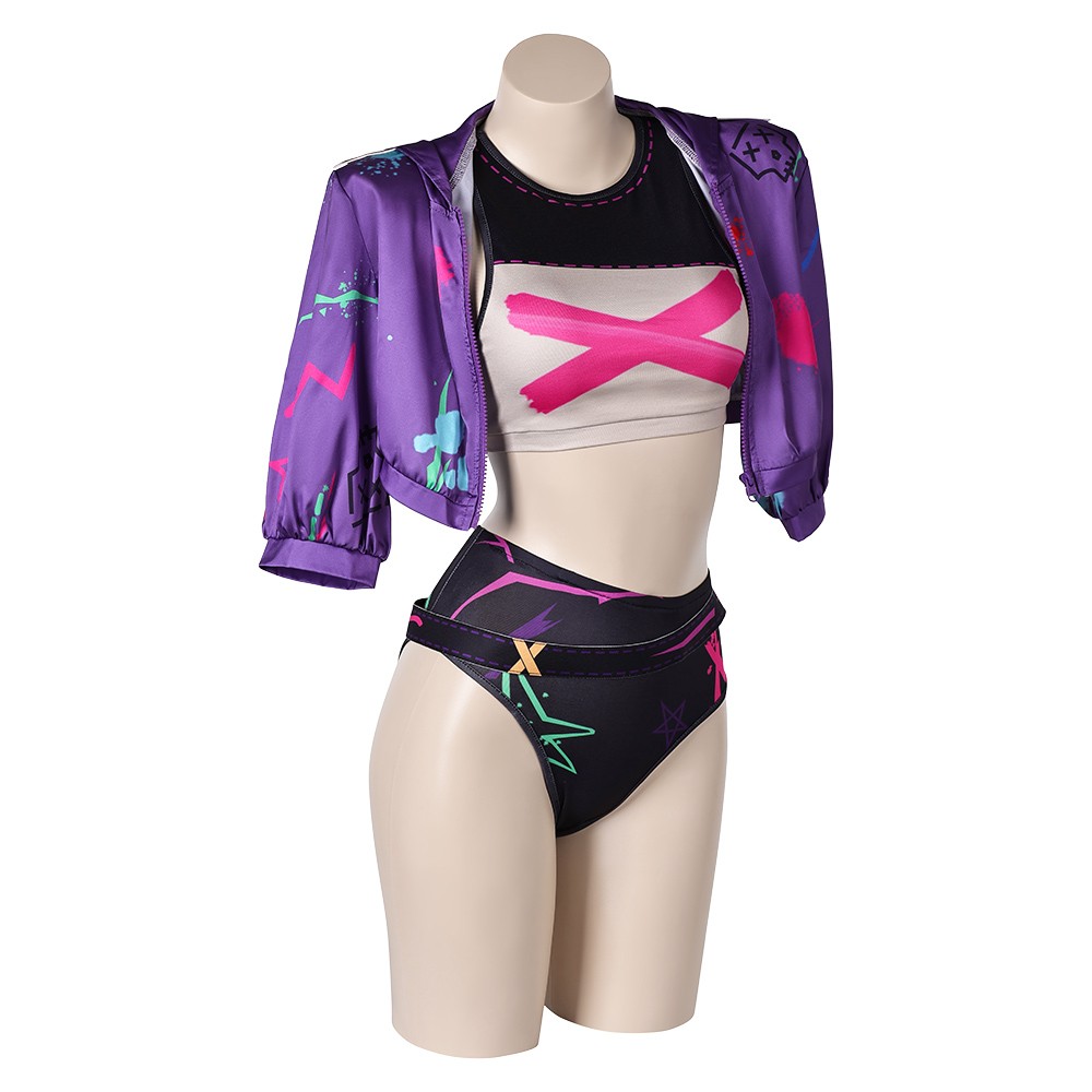 Arcane: League of Legends Season 2 Jinx 2Pcs Swimsuit Cosplay Costume Halloween Carnival Outfit