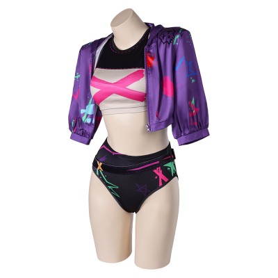 Arcane: League of Legends Season 2 Jinx 2Pcs Swimsuit Cosplay Costume Halloween Carnival Outfit