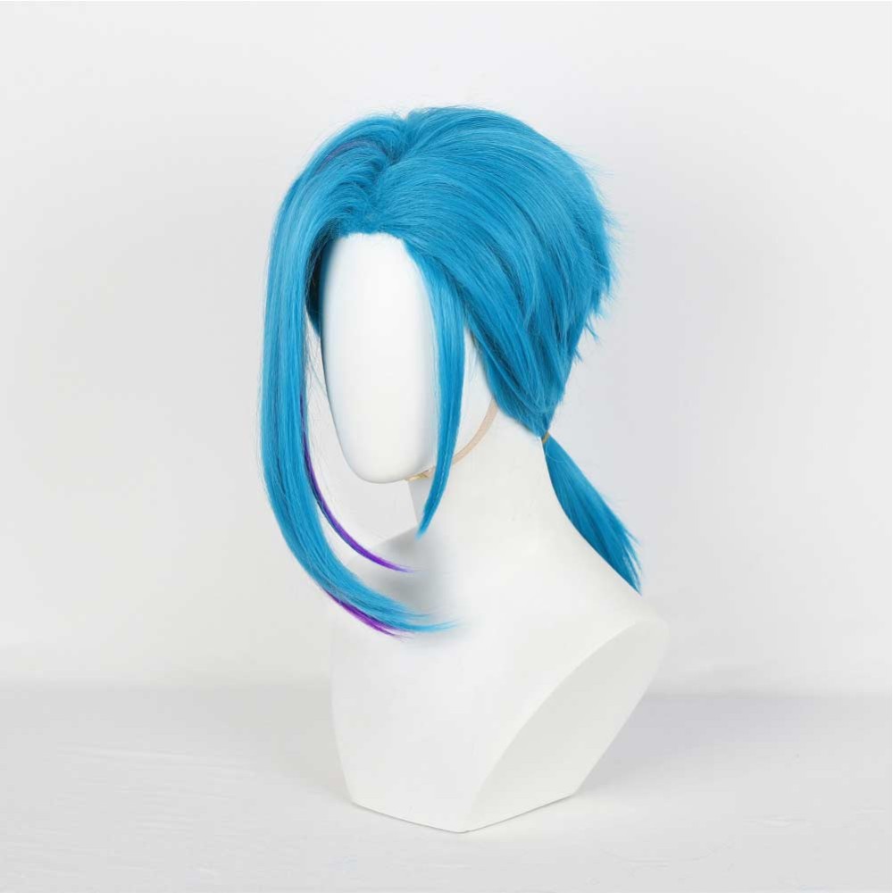Arcane: League of Legends Jinx Blue Short Wig Accessories Cosplay Costume Halloween Carnival