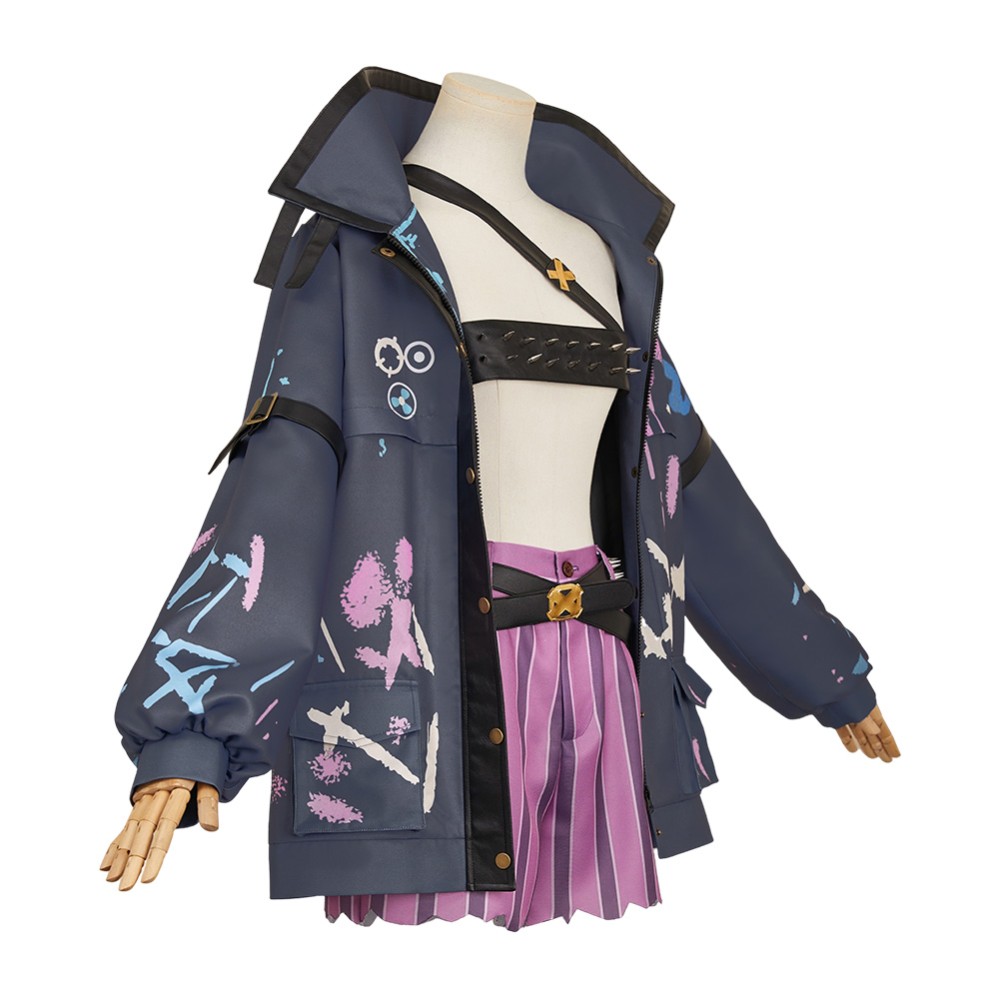 Arcane: League of Legends Jinx Black Coat Cosplay Costume Halloween Carnival Outfit
