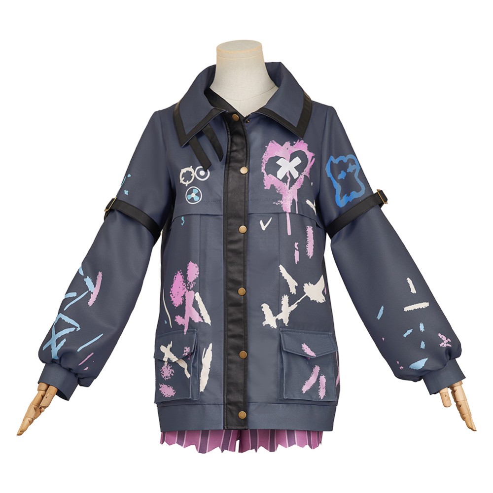 Arcane: League of Legends Jinx Black Coat Cosplay Costume Halloween Carnival Outfit