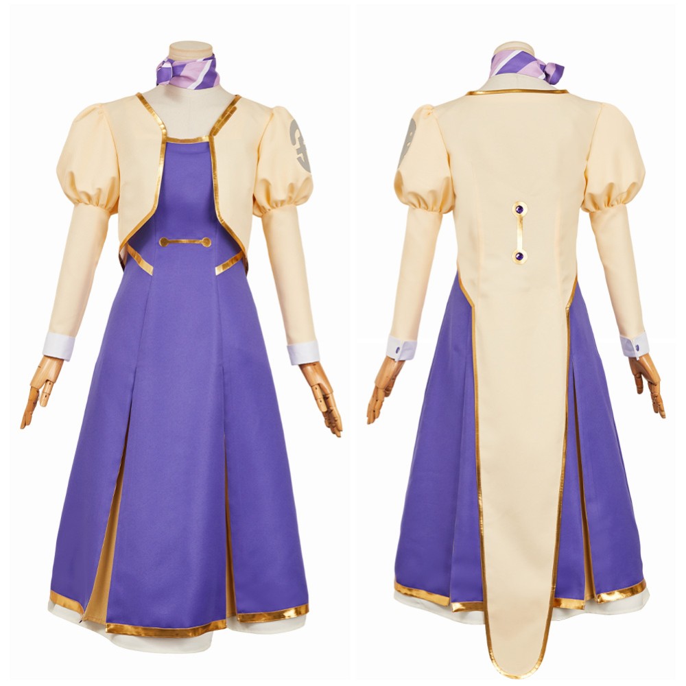 Apocalypse Hotel Yachiyo Women Purple Dress Party Cosplay Costume Halloween Carnival