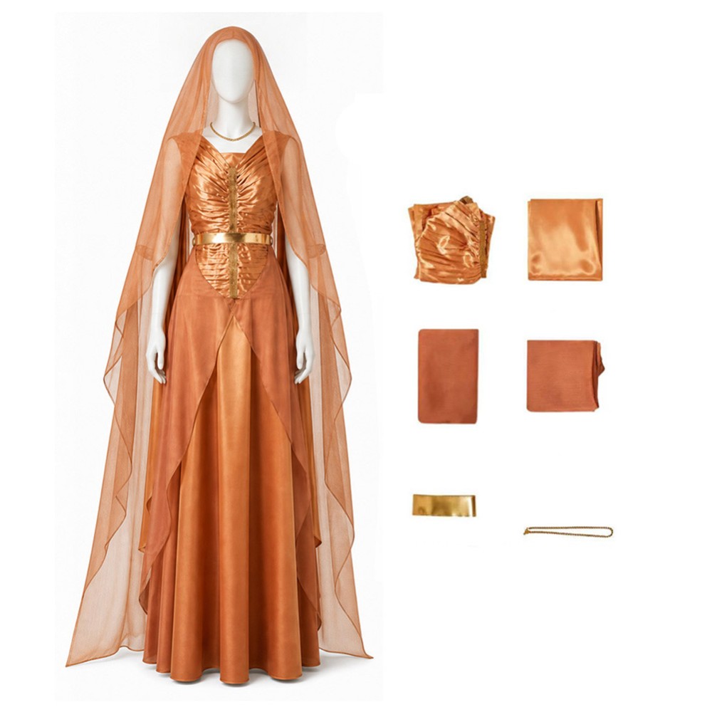 Andor Women Orange Dress Cosplay Costume Halloween Carnival Outfit