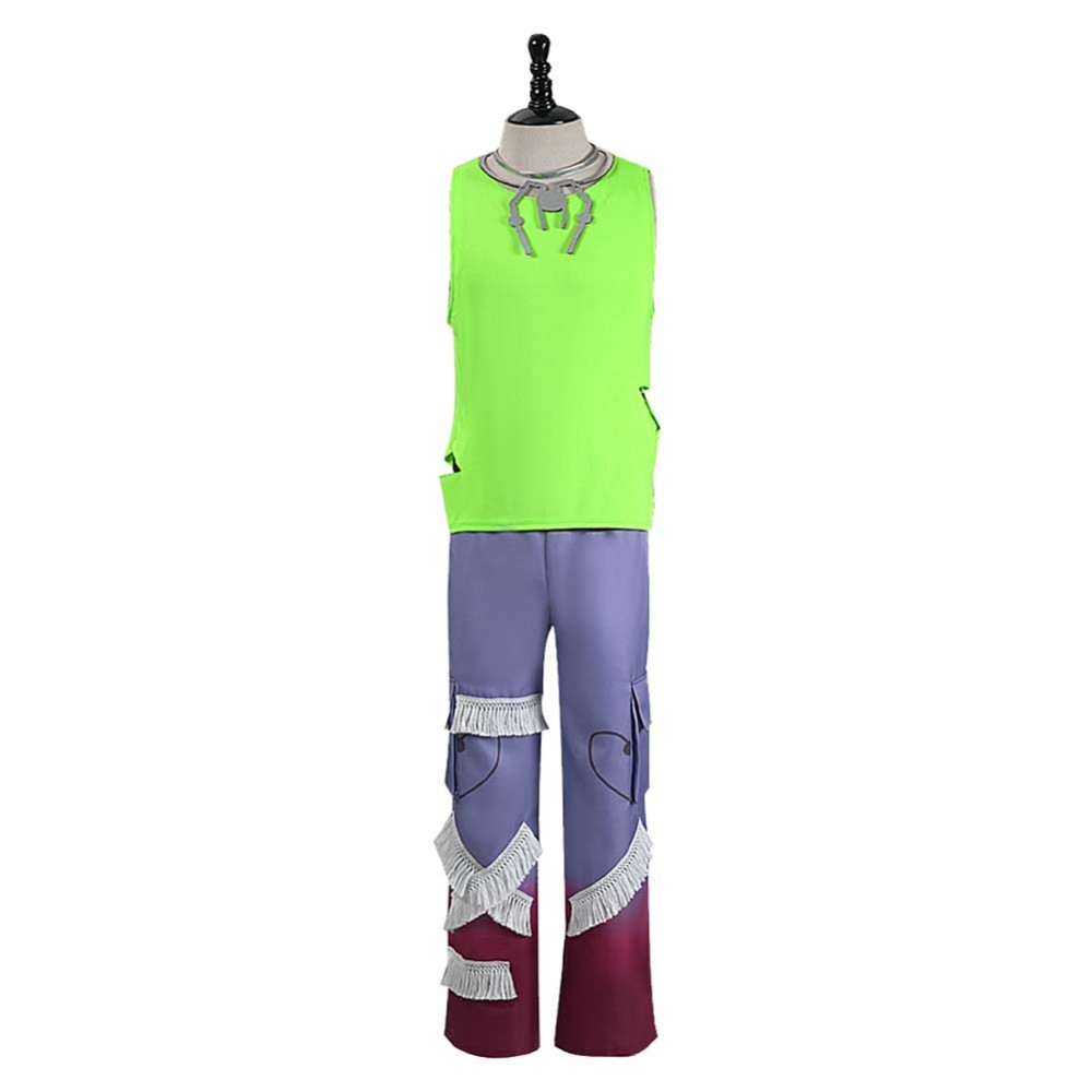Alien Stage Till Men Green Vest Pants Party Cosplay Costume Halloween Carnival Outfit