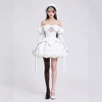 Alien Stage Sua Women White Dress Cosplay Costume Halloween Carnival