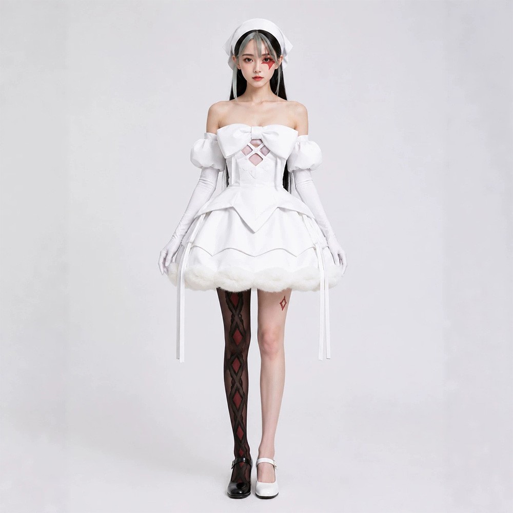 Alien Stage Sua Women White Dress Cosplay Costume Halloween Carnival