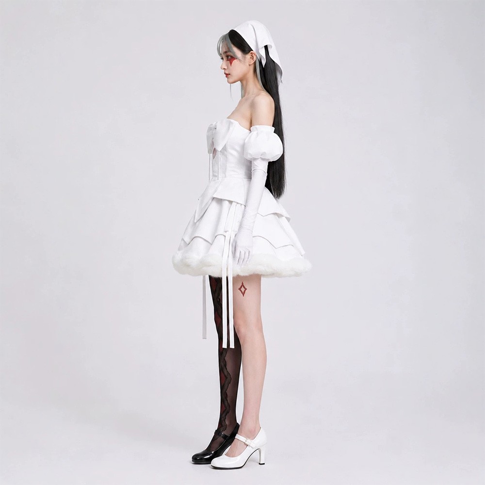 Alien Stage Sua Women White Dress Cosplay Costume Halloween Carnival