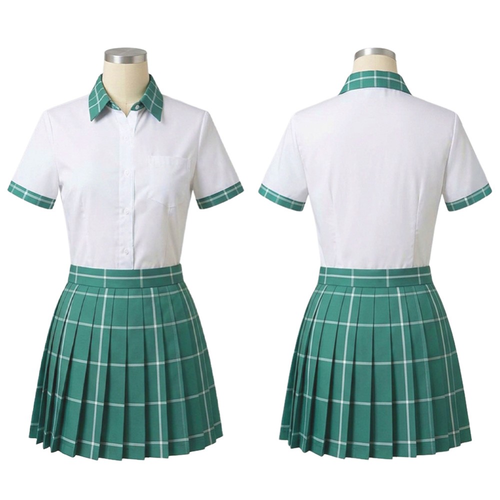 Alien Stage Sua White and Green Pleated Skirt Cosplay Costume Halloween Carnival Outfit