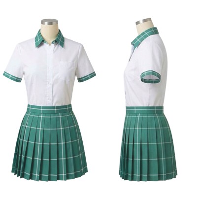Alien Stage Sua White and Green Pleated Skirt Cosplay Costume Halloween Carnival Outfit