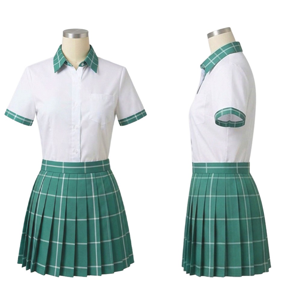 Alien Stage Sua White and Green Pleated Skirt Cosplay Costume Halloween Carnival Outfit
