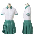Alien Stage Sua White and Green Pleated Skirt Cosplay Costume Halloween Carnival Outfit