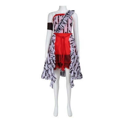 Alice Black And White Striped Dress Cosplay Costume Halloween Carnival Outfit