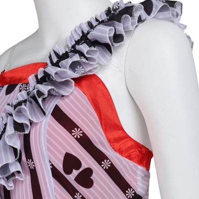 Alice Black And White Striped Dress Cosplay Costume Halloween Carnival Outfit