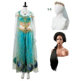 Aladdin Naomi Scott Princess Jasmine Peacock Festival Party Cosplay Costume Halloween Carnival Outfit
