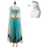 Aladdin Naomi Scott Princess Jasmine Peacock Festival Party Cosplay Costume Halloween Carnival Outfit