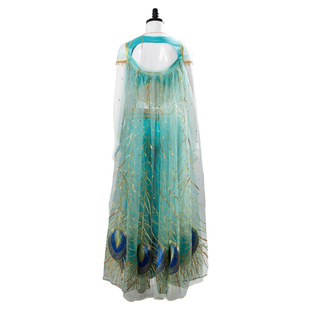Aladdin Naomi Scott Princess Jasmine Peacock Festival Party Cosplay Costume Halloween Carnival Outfit