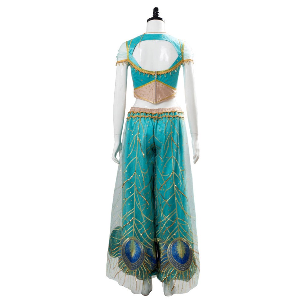 Aladdin Naomi Scott Princess Jasmine Peacock Festival Party Cosplay Costume Halloween Carnival Outfit