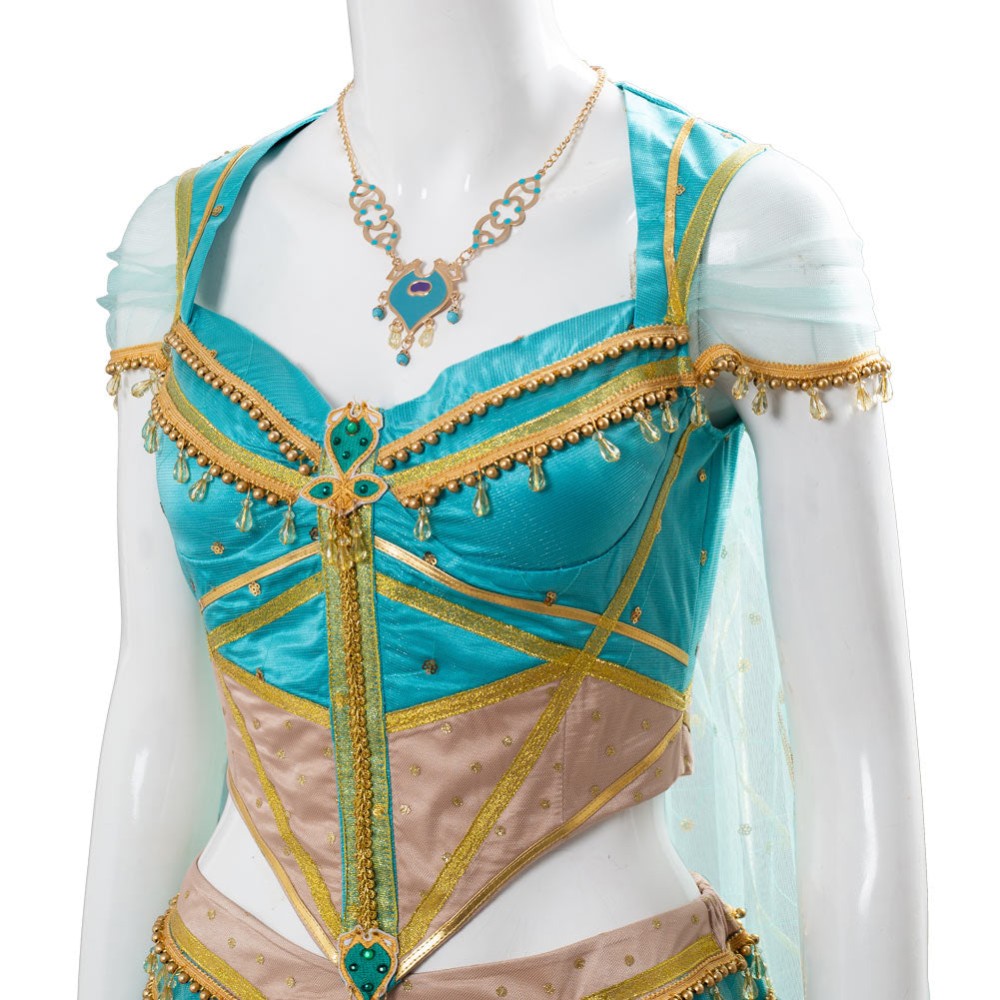 Aladdin Naomi Scott Princess Jasmine Peacock Festival Party Cosplay Costume Halloween Carnival Outfit