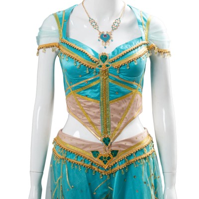 Aladdin Naomi Scott Princess Jasmine Peacock Festival Party Cosplay Costume Halloween Carnival Outfit