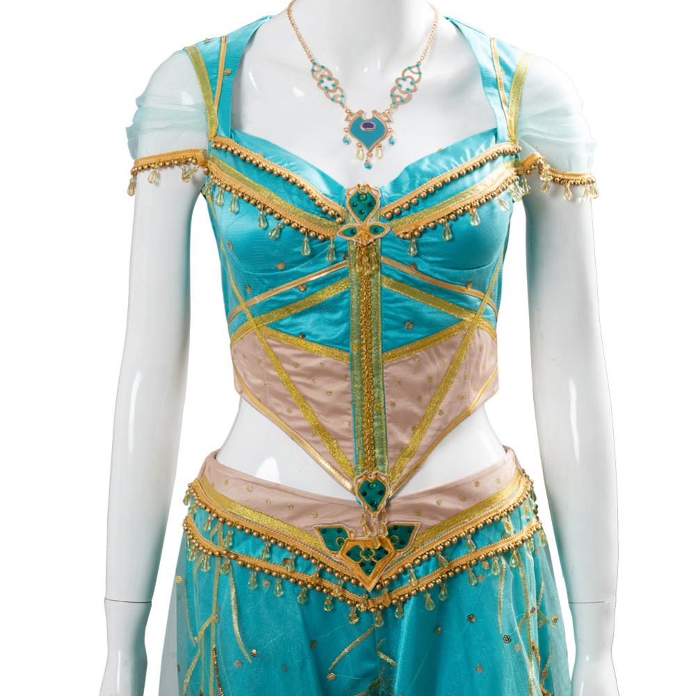 Aladdin Naomi Scott Princess Jasmine Peacock Festival Party Cosplay Costume Halloween Carnival Outfit