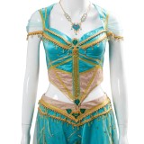 Aladdin Naomi Scott Princess Jasmine Peacock Festival Party Cosplay Costume Halloween Carnival Outfit