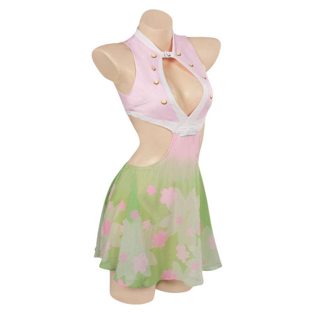 Aime Kanroji Mitsuri Swimsuit Party Disguise Suit Cosplay Costume Halloween Carnival
