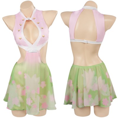 Aime Kanroji Mitsuri Swimsuit Party Disguise Suit Cosplay Costume Halloween Carnival