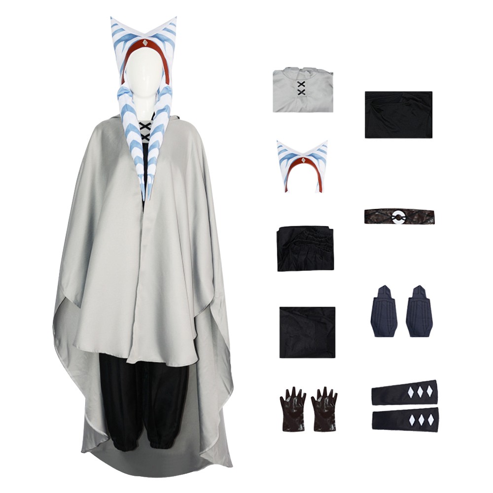 Ahsoka Tano Women Adult Cloak Set Cosplay Costume Halloween Carnival Outfit