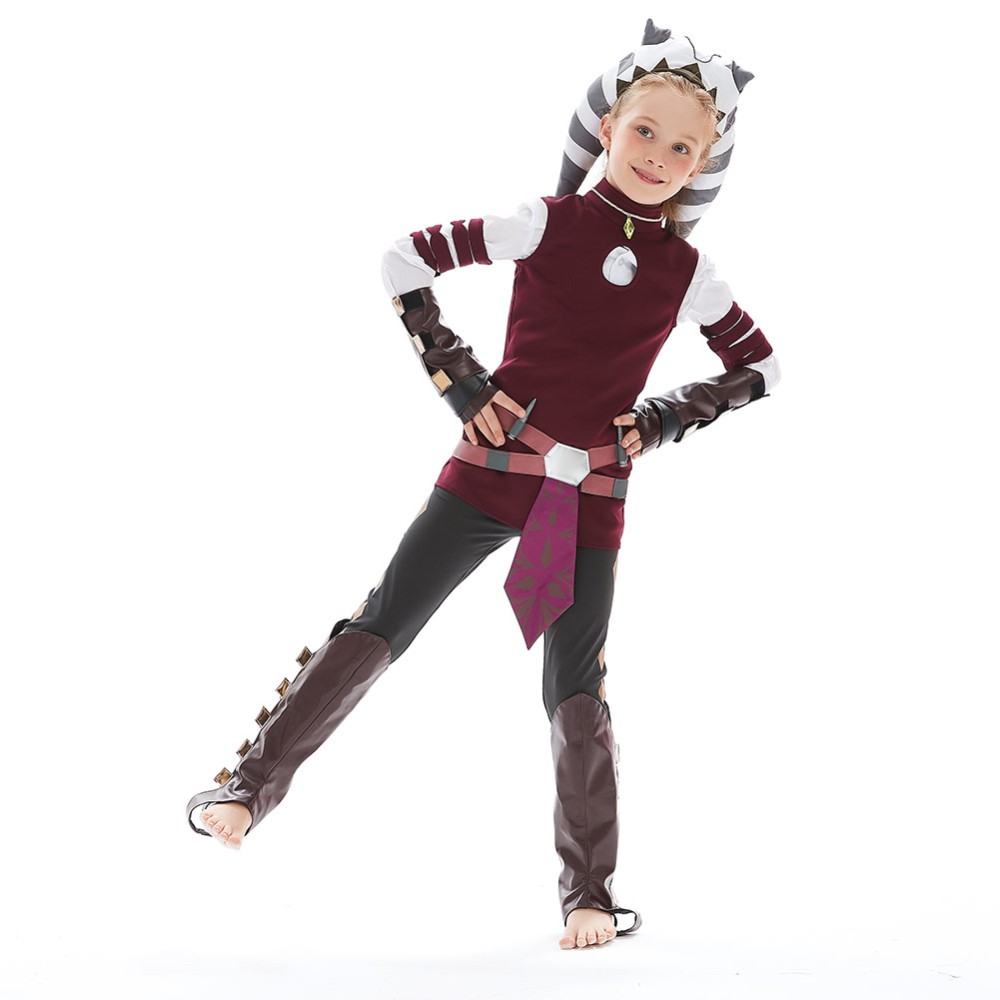 Kids Children Ahsoka Tano Suit Cosplay Costume Halloween Carnival Outfit