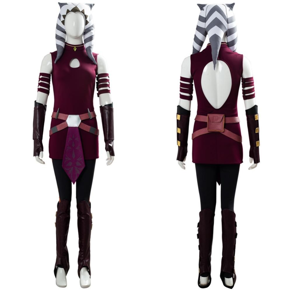 Ahsoka Tano Red Suit Cosplay Costume Halloween Carnival Outfit